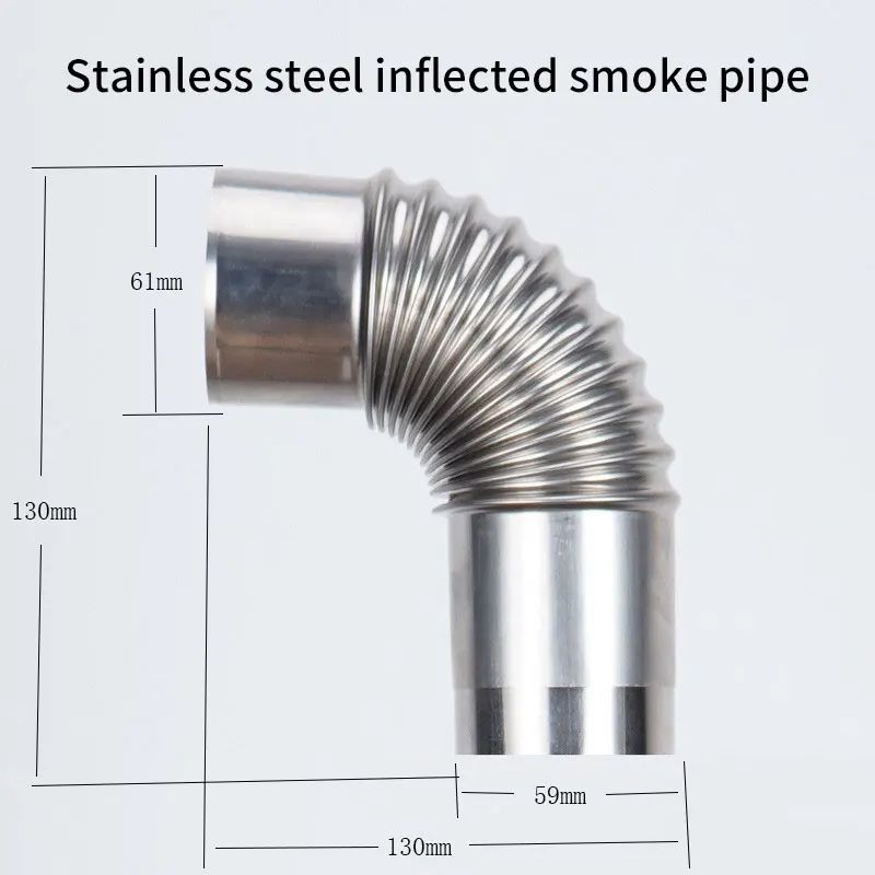 Accesorios de estufa de leña para acampar al aire libre, tubo de curva de chimenea alargado de acero inoxidable, tubo de escape de estufa de tienda de campaña de alta calidad - imagen 2