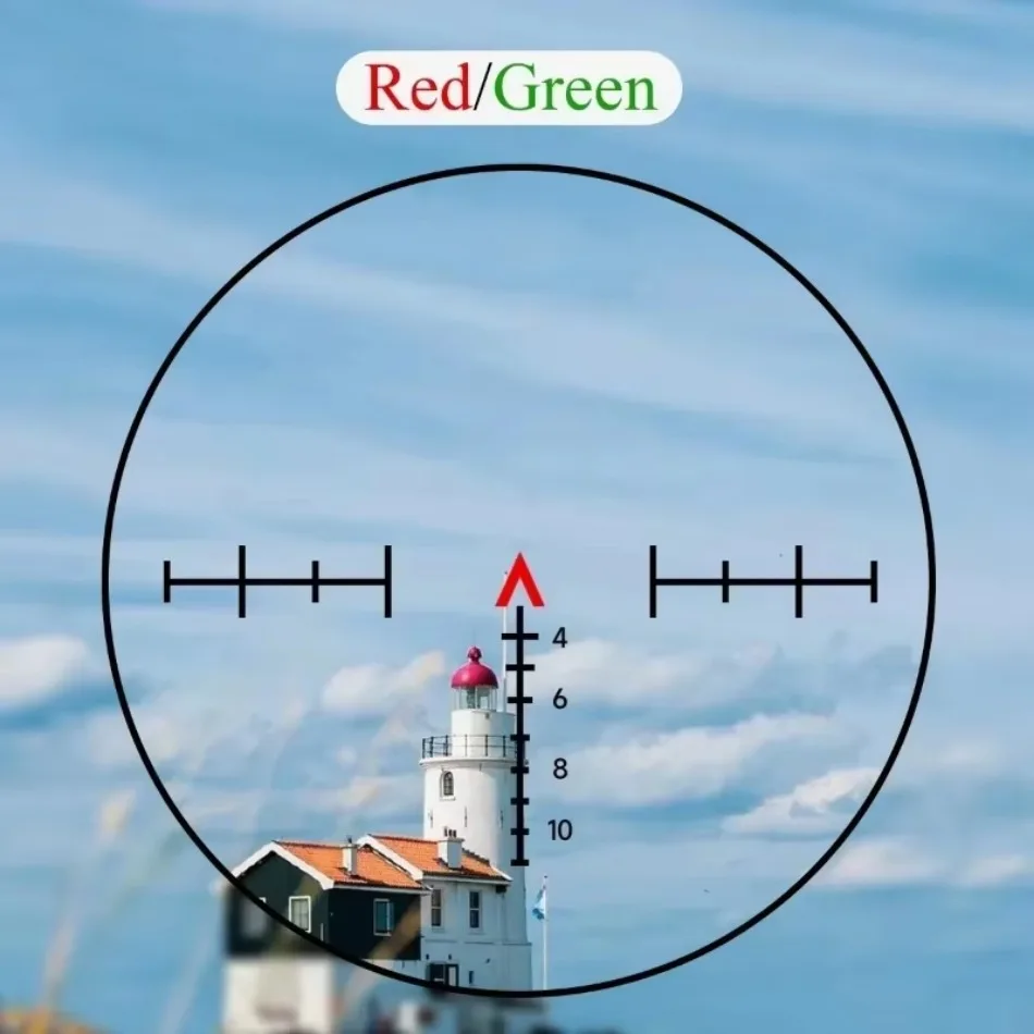 Mira telescópica de caza 4X32, fibra óptica Real Grenn, punto rojo, retícula grabada iluminada, mira óptica táctica compatible con montaje en riel de 20mm - imagen 3