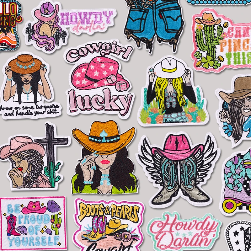 Parche nuevo DIY, parches bordados de vaquera y vaquera, parches para planchar para ropa, parche de dibujos animados/letras, insignias bordadas para vaqueros Hast - imagen 2