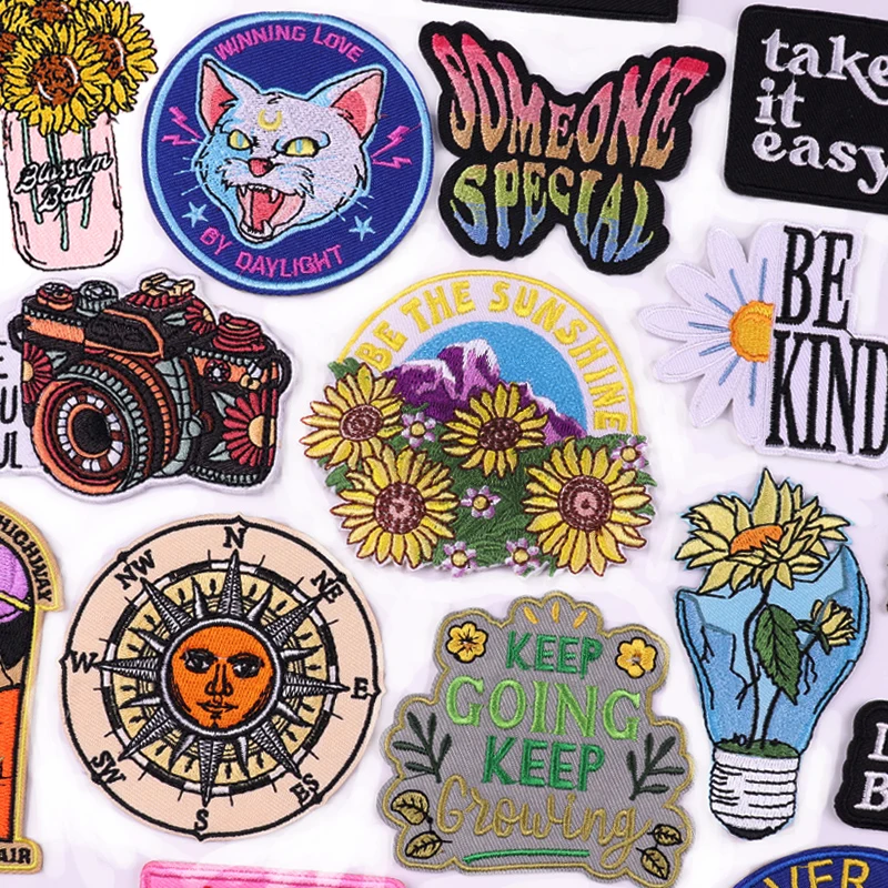 Parche bordado de dibujos animados, parche con letras de gato/arcoíris de animales, parches para planchar para ropa, parches termoadhesivos para ropa, Jean DIY - imagen 3