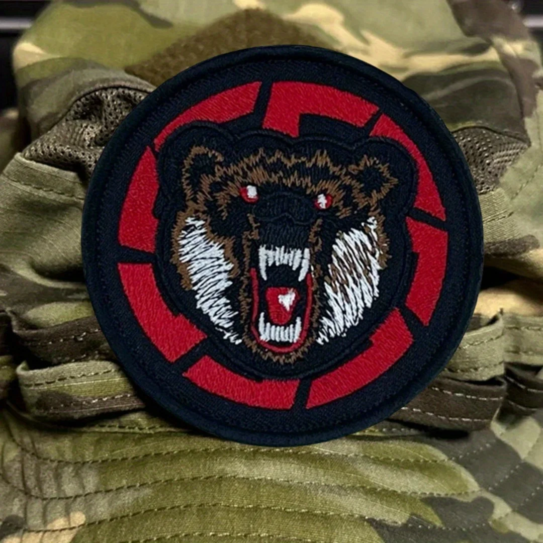 Parche táctico de moral de oso negro, pegatina decorativa para mochila al aire libre, parches bordados de gancho y bucle para ropa - imagen 2