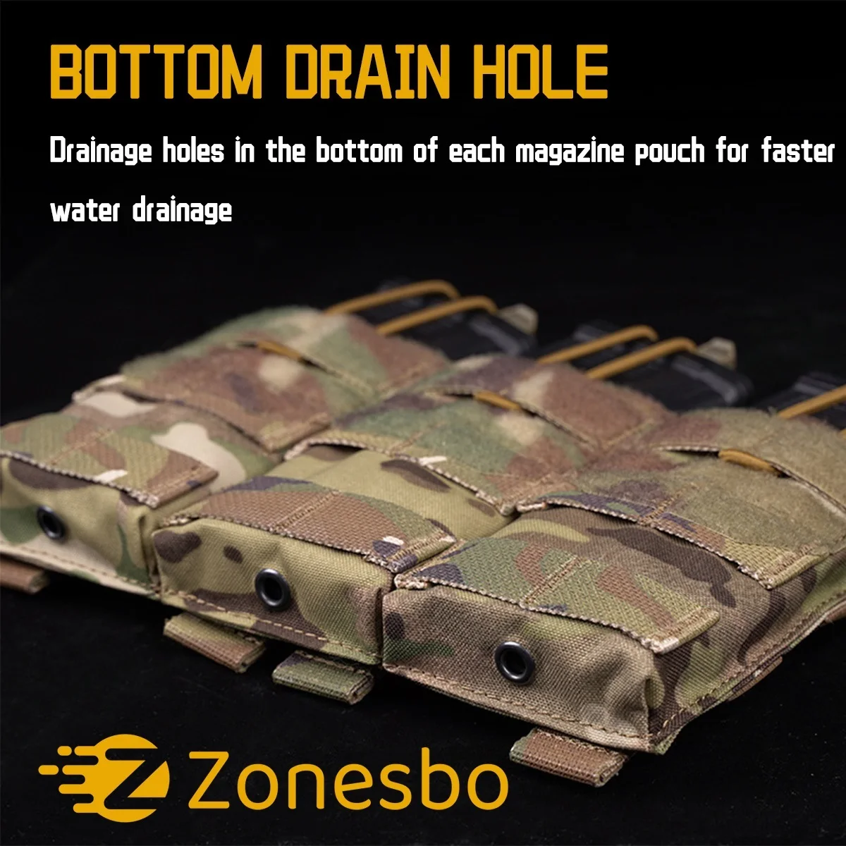 Bolsa táctica Triple Mag 5,56, correas elásticas superiores abiertas, soporte administrador Airsoft Magainzes, accesorios portadores de placa de chaleco MOLLE - imagen 4