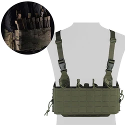 Chaleco táctico para el pecho, chaleco de asalto para entrenamiento de tiro en el campo, portador MOLLE de liberación rápida con bolsa para revistas cuádruple 5,56