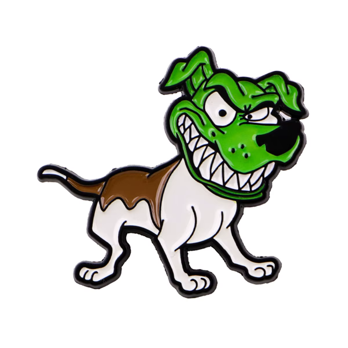 Pin de perro verde en solapa