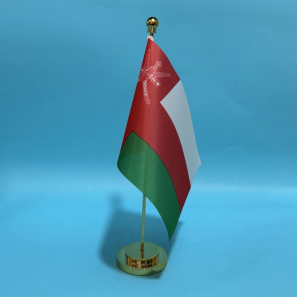 BANDERA DE SKY, bandera de escritorio de oficina, bandera de Oman, 14x21cm, poliéster, bandera nacional de Oman, pancarta de país, adornos de escritorio, banderas - imagen 3