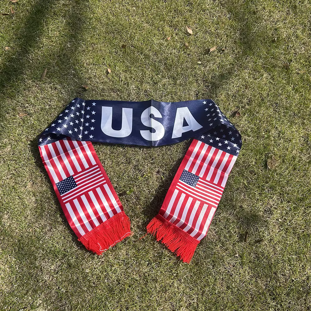 Bufanda americana satén doble cara con borlas, bandera EE. UU. eventos - imagen 2
