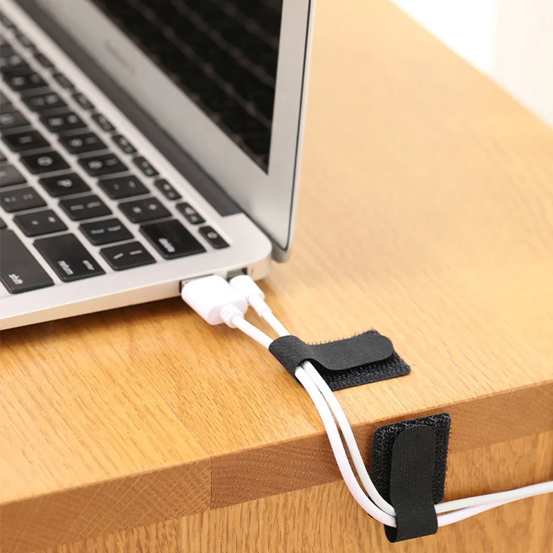 Hebilla inversa de nailon reutilizable para sujetar cables, gancho mágico, correas de velcro, acabado de línea adhesiva, color negro, 10/20 piezas, 28x90mm - imagen 2