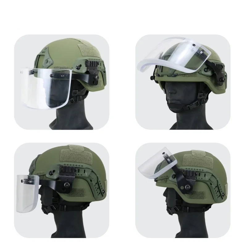 Protector facial táctico balístico de nivel IIIA, visera de casco resistente a impactos para sistema de riel de casco MICH/FAST - imagen 3