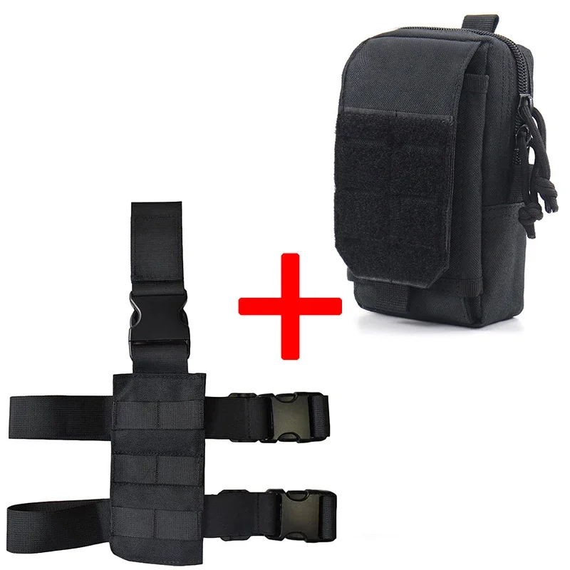 Plataforma táctica de pierna caída, plataforma MOLLE para muslo con cinturón ajustable y correas para el muslo, módulo Molle con bolsa EDC para teléfono Molle - imagen 2