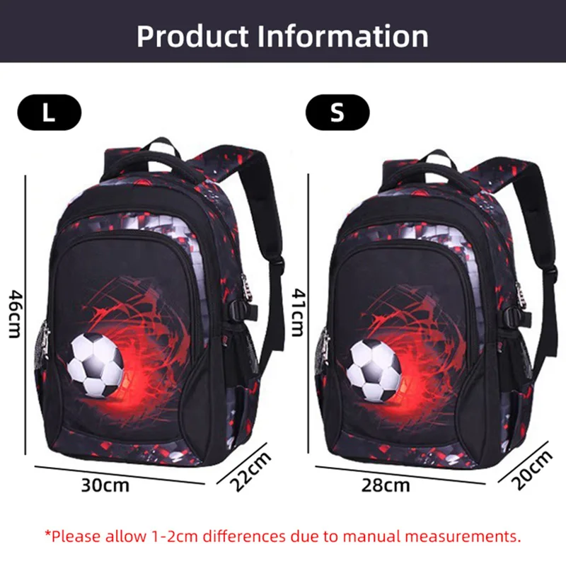 Mochila escolar de fútbol con estampado, bolsa de fútbol de viaje para niño adolescente, malla transpirable de gran capacidad, ligera, a la moda - imagen 2