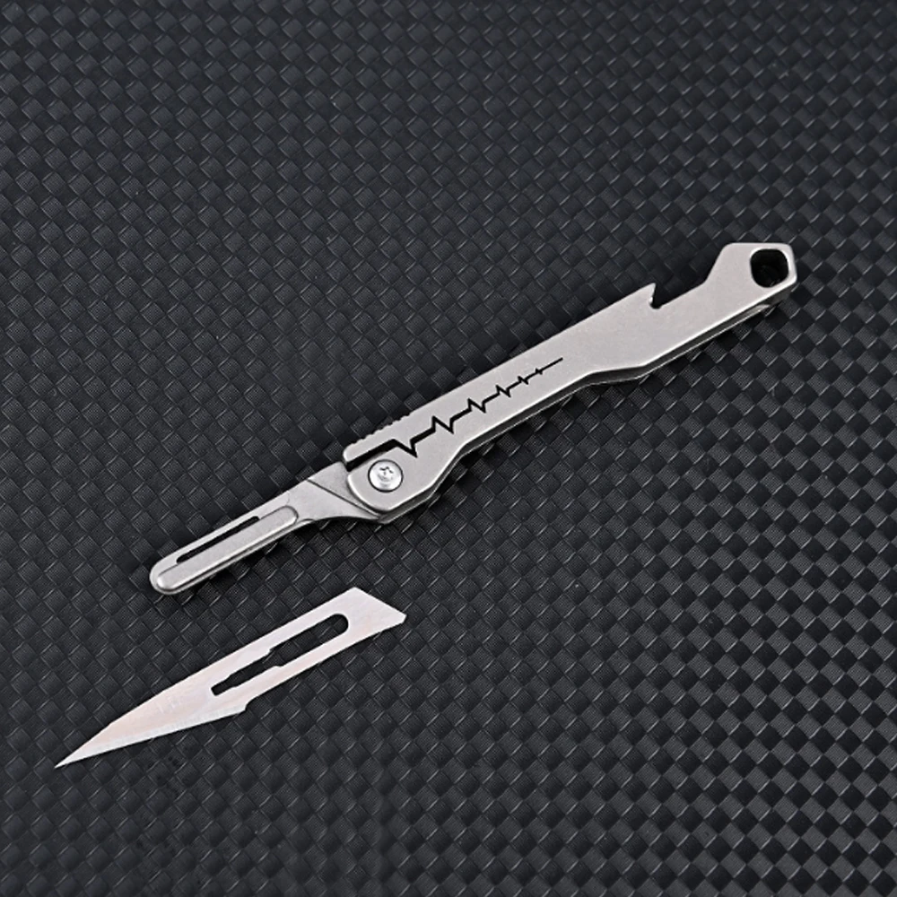 Cuchillo plegable EDC con abridor de botellas titanio, camping - imagen 3