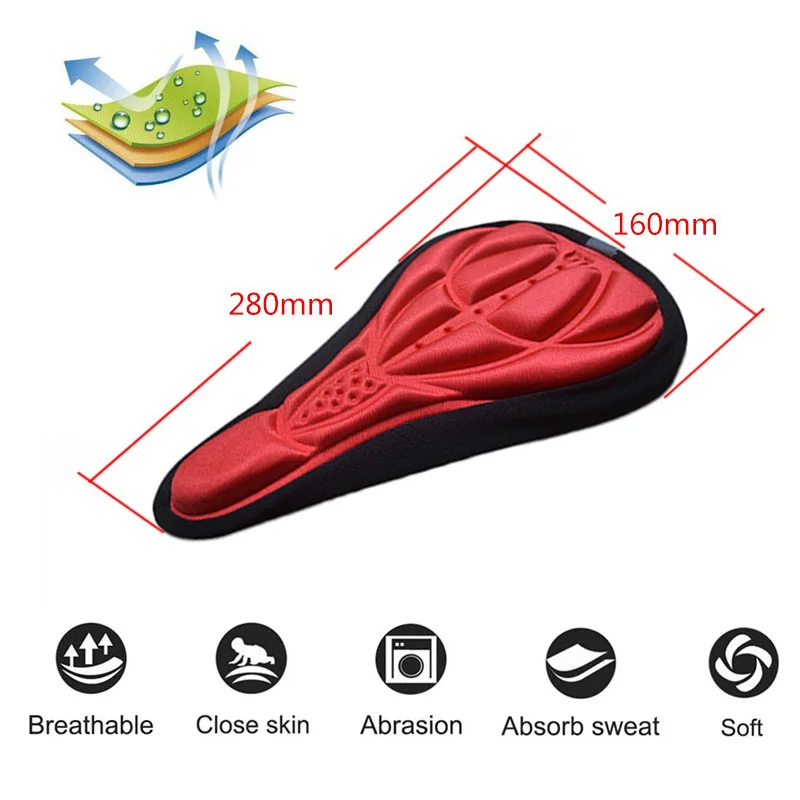 3d para bicicleta de montaña, funda gruesa, transpirable, súper suave, cojín para asiento de bicicleta, esponja de silicona, Gel, accesorios para bicicleta - imagen 2