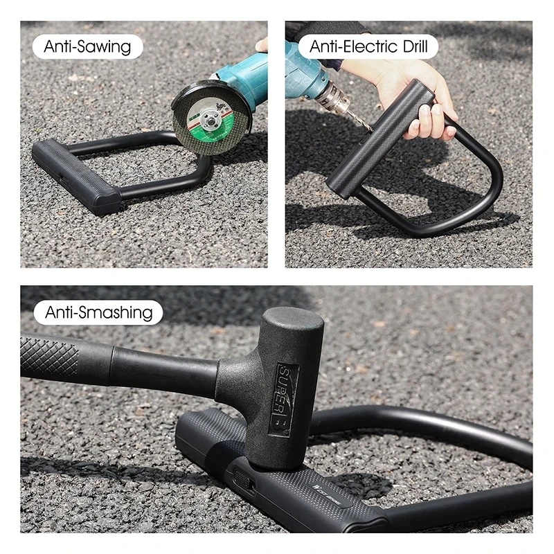 WEST BIKING-candado de alta resistencia para bicicleta, candado con Cable en U, 2 llaves, antirrobo, accesorios de seguridad para motocicleta y Scooter - imagen 3