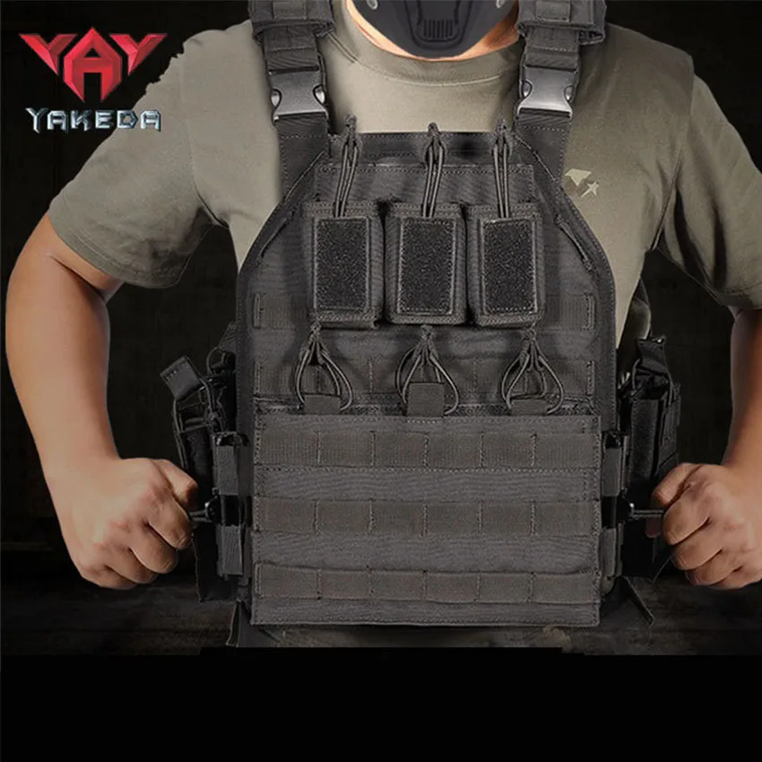 YAKEDA-equipo de juego CS para caza al aire libre, chaleco táctico multicámara negro para campo de batalla de pistola de liberación rápida - imagen 4