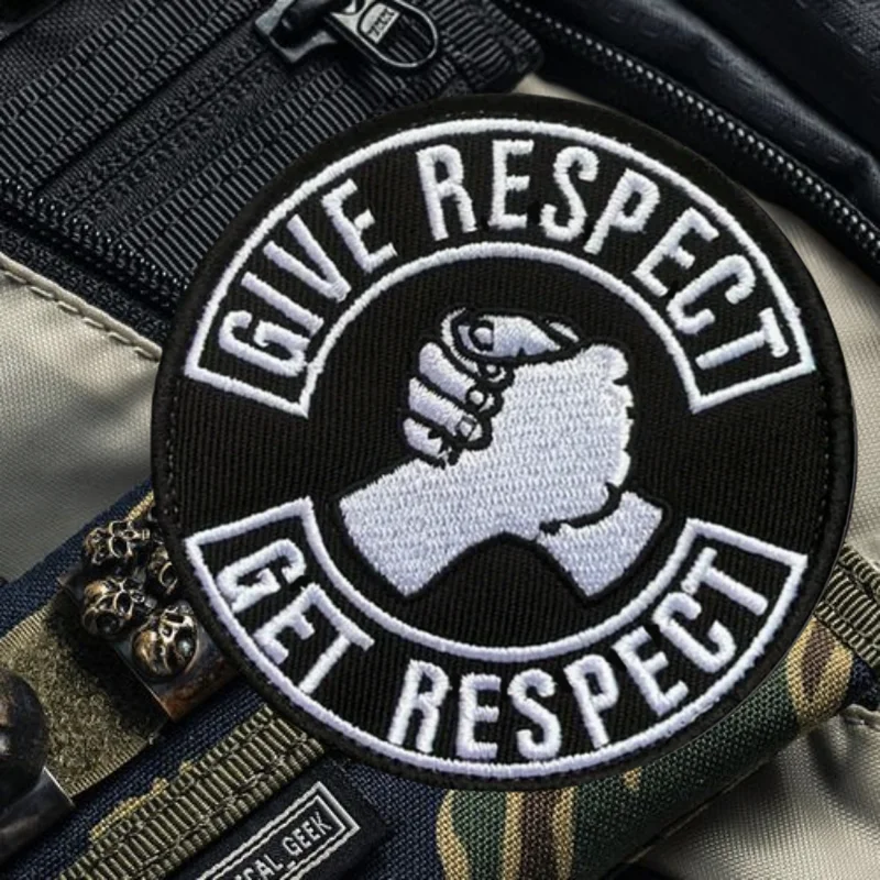 Dar Respect-Get Respect parche bordado 3D chaleco táctico gancho y bucle insignia moral mochila pegatinas brazalete parches para ropa - imagen 5