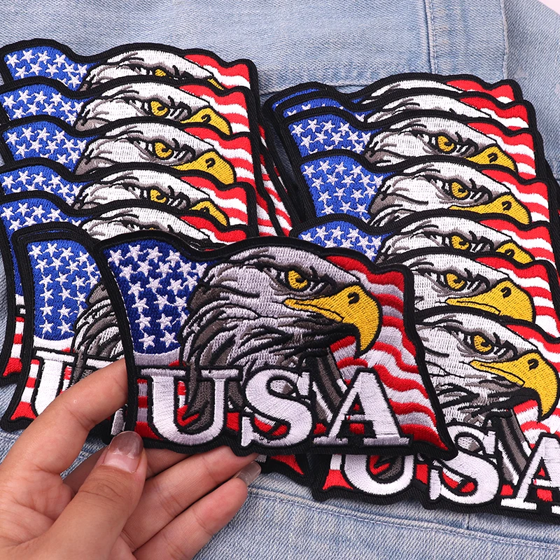 Parches bordados con bandera de USD, parches para planchar DIY para ropa, chaquetas, sombreros, mochila, insignias bordadas de costura de águila DIY, 1-5 uds. - imagen 3