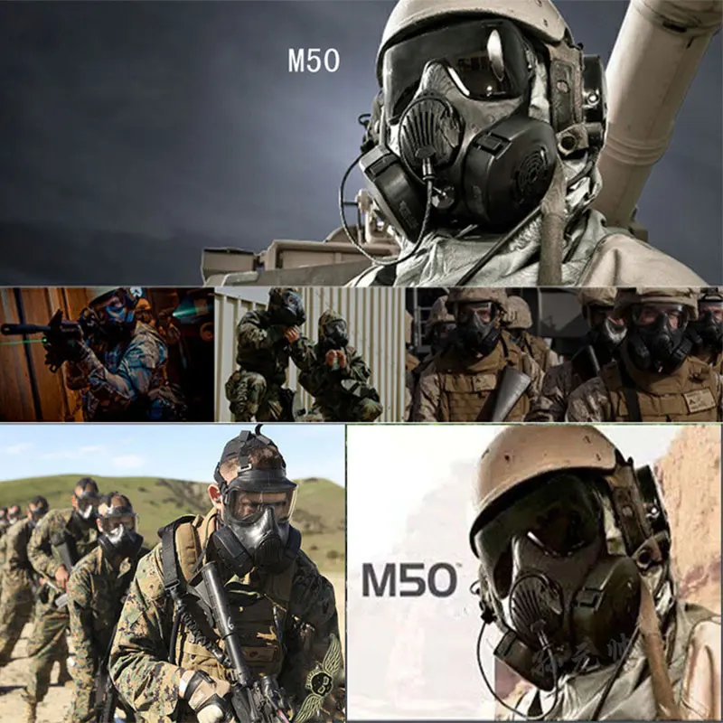 Máscara táctica CS juego Cosplay con filtros de ventilador de escape máscara protectora táctica de cara completa para tiro Airsoft caza montar - imagen 4