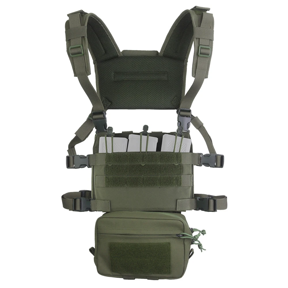 MOLLE-Juego de plataforma de pecho táctica serie R, chaleco de asalto de caza Airsoft estilo Crye con 6 uds., bolsa de almacenamiento colgante para Mag 5,56 - imagen 2
