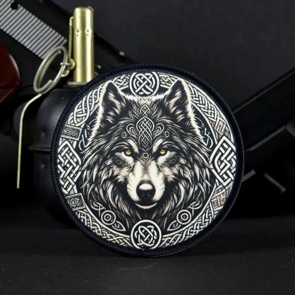 Parche táctico de moral del rey lobo feroz, apliques, parches militares con gancho para accesorios de ropa, chaleco, pegatinas para mochila