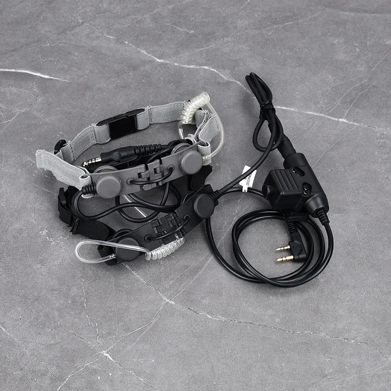 Wadsn auriculares tácticos de conducto de aire de garganta, auriculares con micrófono laríngeo de cuello con Kenwood U94 PTT para Moto Midland Walkie Talkie - imagen 3