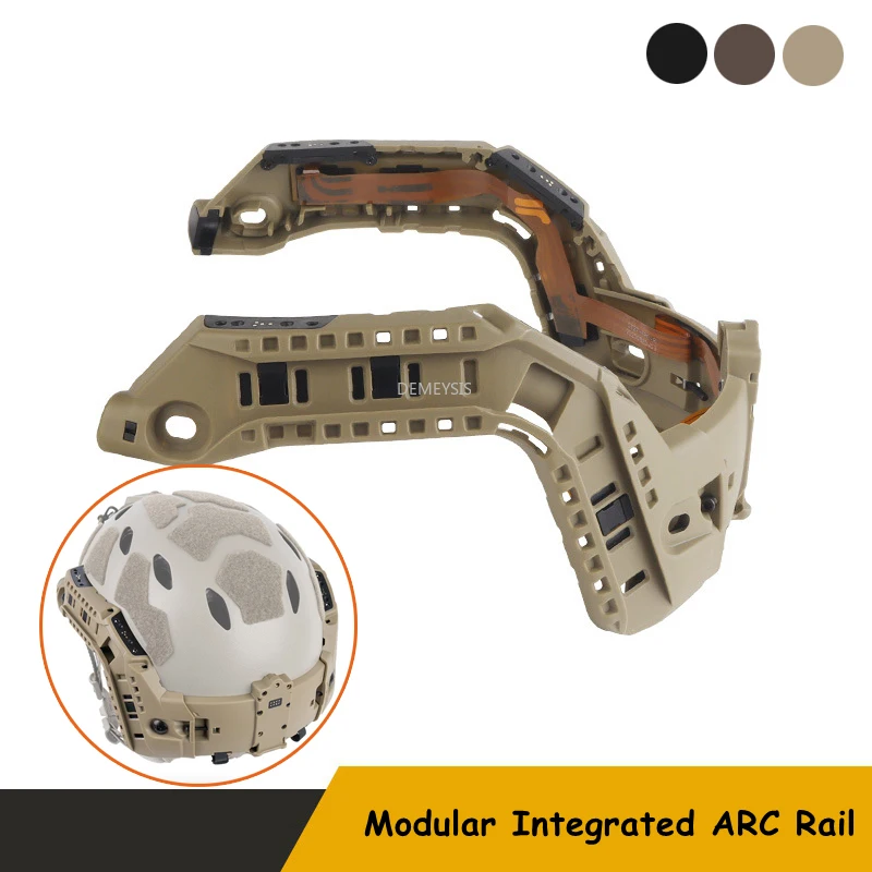 Riel de guía lateral para casco táctico, riel de montaje de arco Modular para luz de señal de casco de corte alto rápido/linterna/sistema de alimentación de luces IR