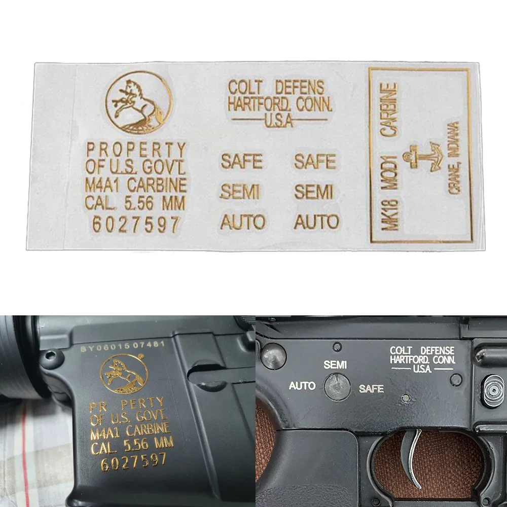 Gel Blaster M4A1 pegatina metálica 3D plateada para cuerpo - imagen 2