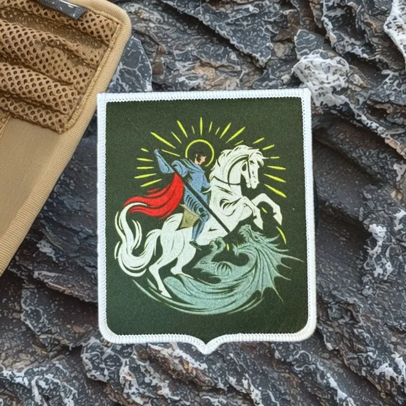 Parche táctico "Saint George Slaying The Dragon", insignia de moral con gancho y bucle, parche militar para mochila, ropa decorativa - imagen 2