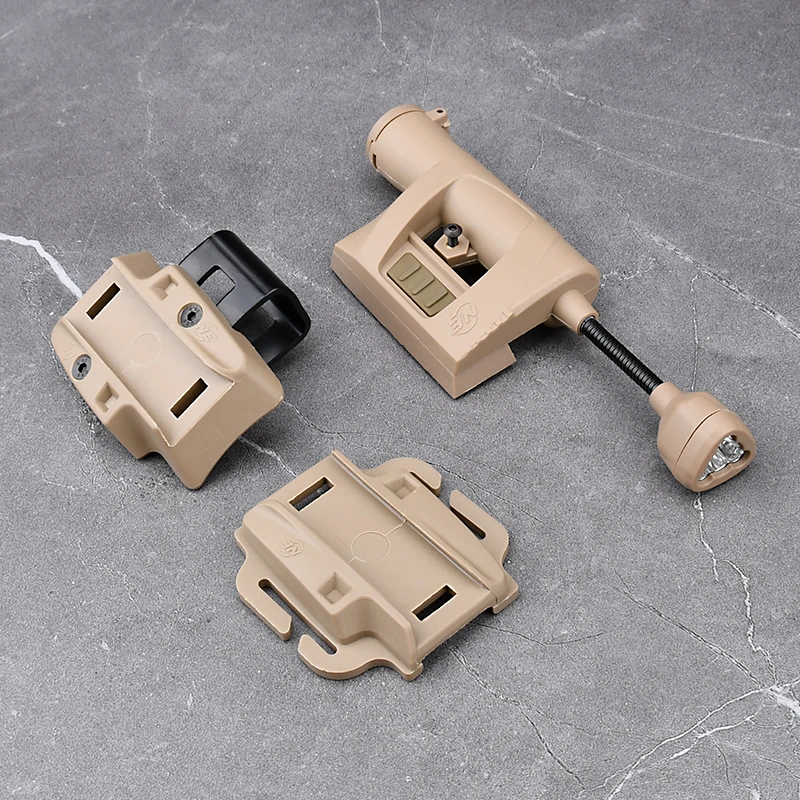 Luz táctica para casco Mpls, lámpara rápida para casco, rojo, verde, blanco, IR, 4 modos, luz para tareas de caza, faro Airsoft con 4 rieles - imagen 5