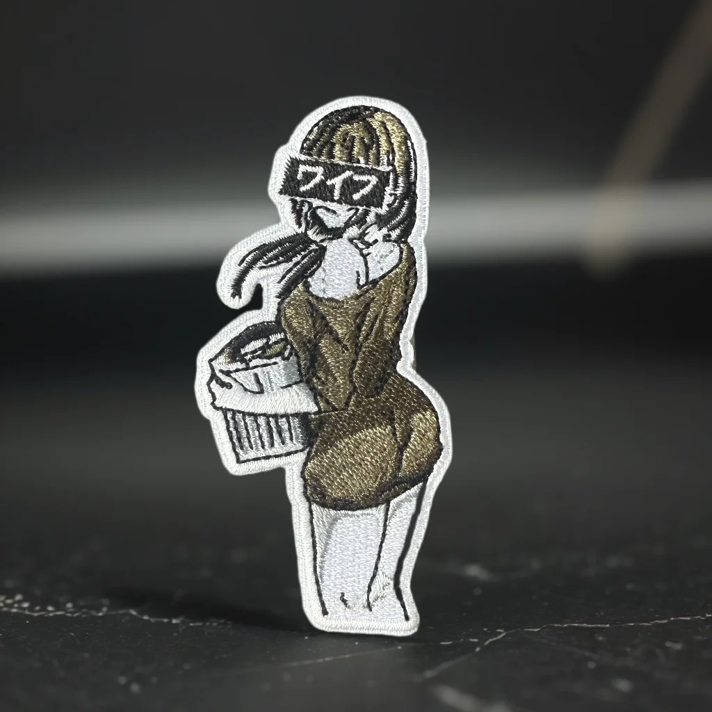 Parche de chica de dibujos animados de Anime, gancho y bucle para ropa, mochila, decoración, apliques, insignia de moral táctica DIY