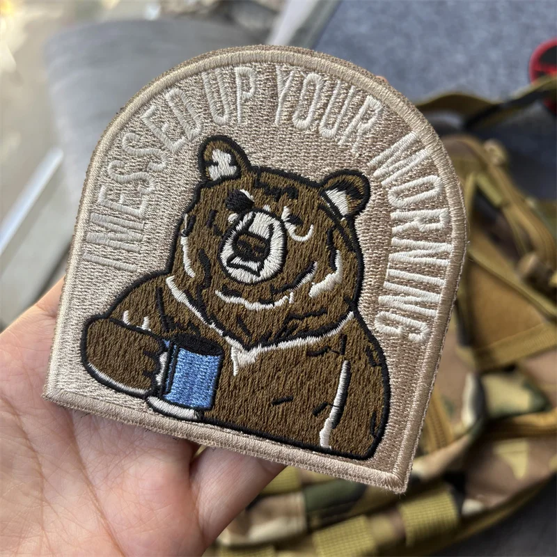 Parche moral táctico oso bordado para ropa y mochilas – Gancho bucle - imagen 2