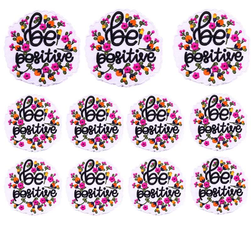 Prajna-Parche de flores con letras para planchar, parches bordados para ropa, dibujos animados, bricolaje, 10 piezas - imagen 5