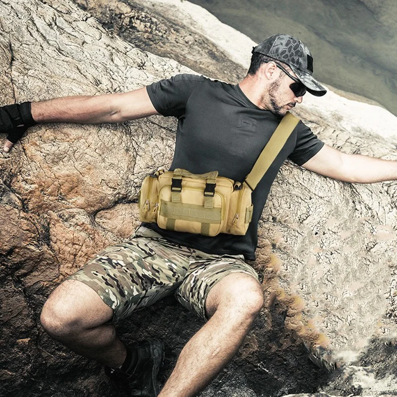 Riñonera táctica de nailon para hombre, bolso de hombro para el pecho, para exteriores, senderismo, Camping, caza, viaje, pesca, cámara - imagen 3