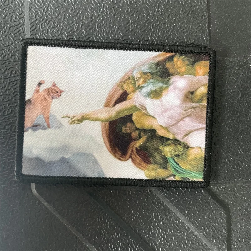 Parches tácticos "¿Quién no puedo gatos van al cielo", impresión divertida, emblema de gancho y bucle, parches de Badg de moral de gato Genesis para ropa - imagen 3