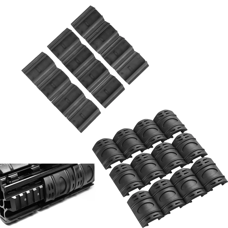 12 Uds. Cubiertas universales de riel de goma, protectores de guardamanos de alta resistencia, cubiertas de protección táctica, para caza, accesorios para armas de juguete - imagen 2