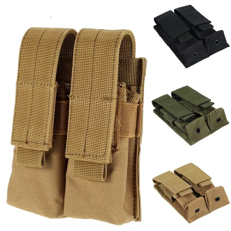 Sistema Molle, doble bolsa para revistas de 9MM, bolsas para chaleco Molle, soporte para Mag, funda para linterna, accesorios de caza al aire libre, riñonera