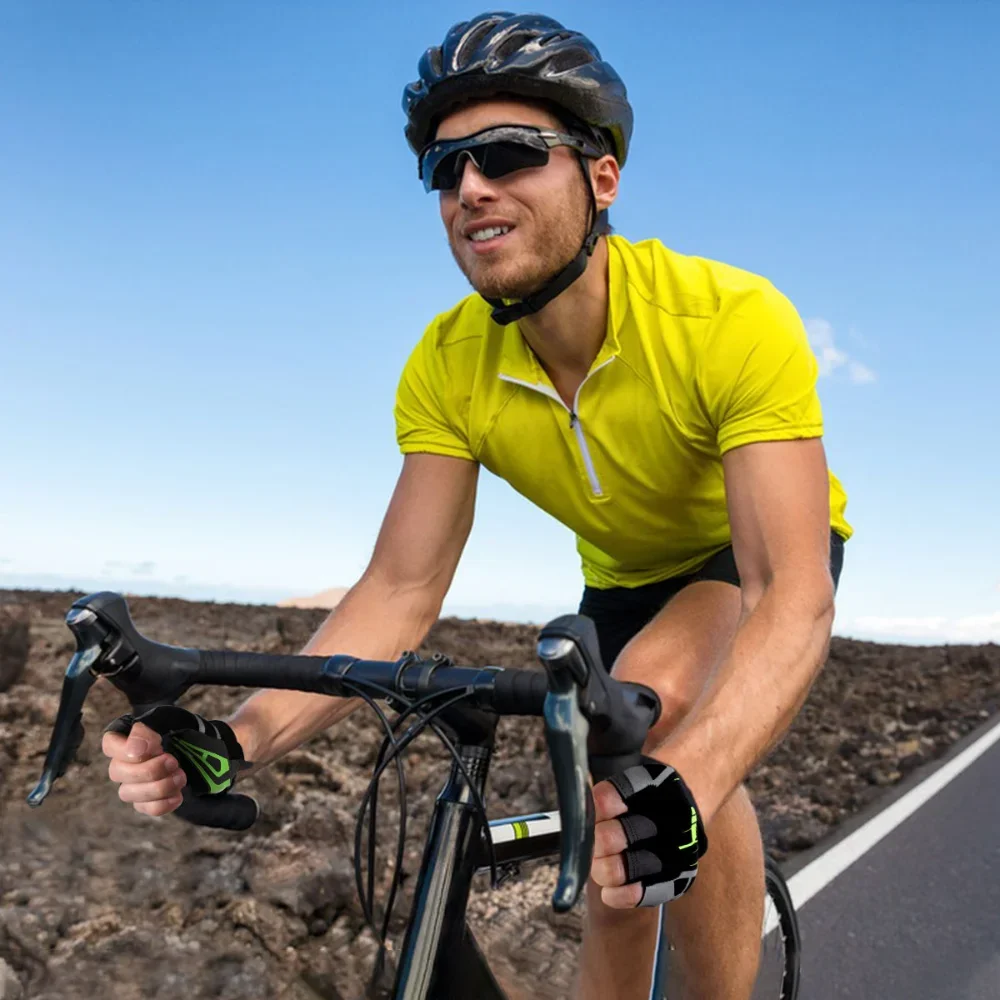 Guantes de ciclismo de medio dedo para hombre y mujer, bicicleta de montaña, transpirables, antideslizantes, para correr, deportes, gimnasio, Fitness, equipo de equitación - imagen 2