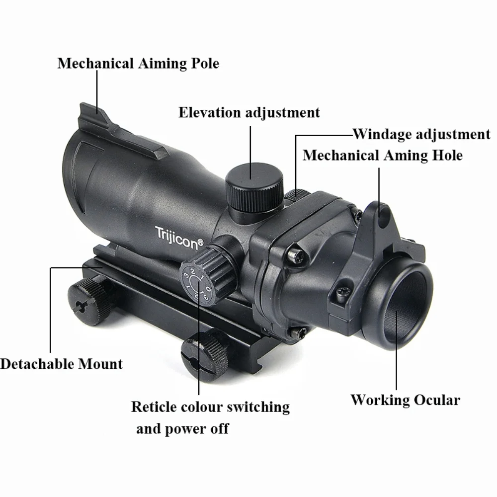 Mira óptica para Rifle 1X32, mira de punto rojo para caza, mira telescópica ajustable, punto rojo y verde con montaje de 20mm | - imagen 5