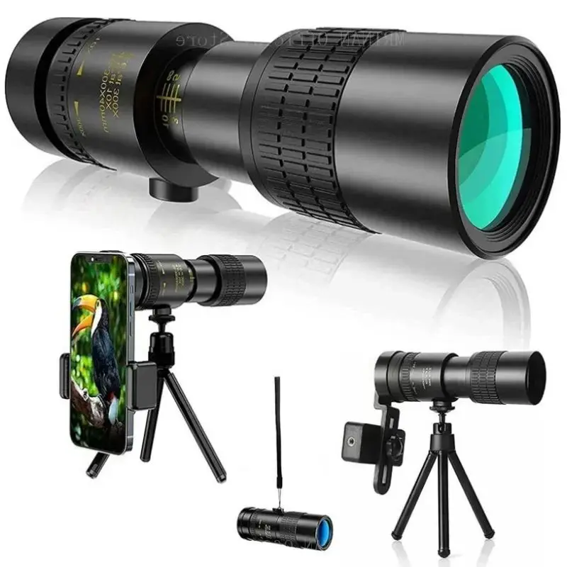 Prismáticos potentes con Zoom HD 10-300X, telescopio Monocular profesional de largo alcance, portátil, BAK4-Prisms de alta calidad para acampar - imagen 3