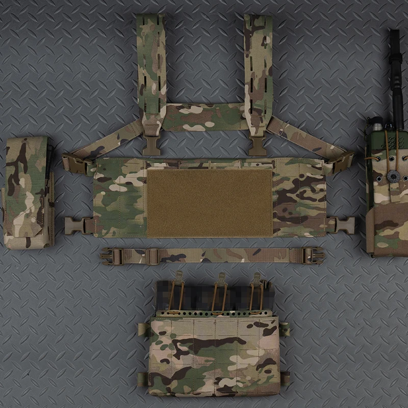 Chaleco portador de placa de caza Modular MOLLE estilo UG táctico, aparejo de pecho LV-X con bolsa Triple para revistas 556 para equipo Airsoft - imagen 5