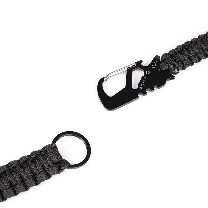 Llavero táctico de equipo de caza, hebilla de pico de águila, abridor de botellas, supervivencia al aire libre, trenzado, negro, colgante rápido - imagen 3