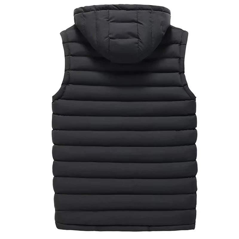 Chaleco acolchado de algodón suave para hombre, ropa de calle informal, cuello con capucha, para acampar, senderismo, senderismo, chaleco masculino, moda, otoño, invierno, 4XL - imagen 3