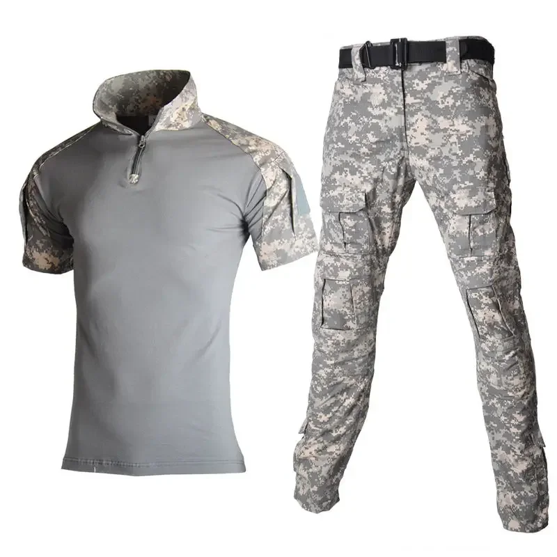 Nuevas camisas tácticas de verano, pantalones, ropa de caza, uniforme de entrenamiento para hombres, camisas tácticas, pantalones Cargo + almohadillas, trajes de camuflaje sin almohadillas - imagen 5