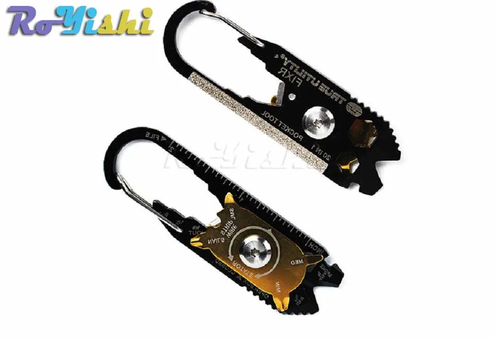 Mini herramienta portátil 20 en 1 para exteriores, abrebotellas, llavero, destornillador, Kits de acampada y senderismo, 1 piezas, EDC - imagen 5