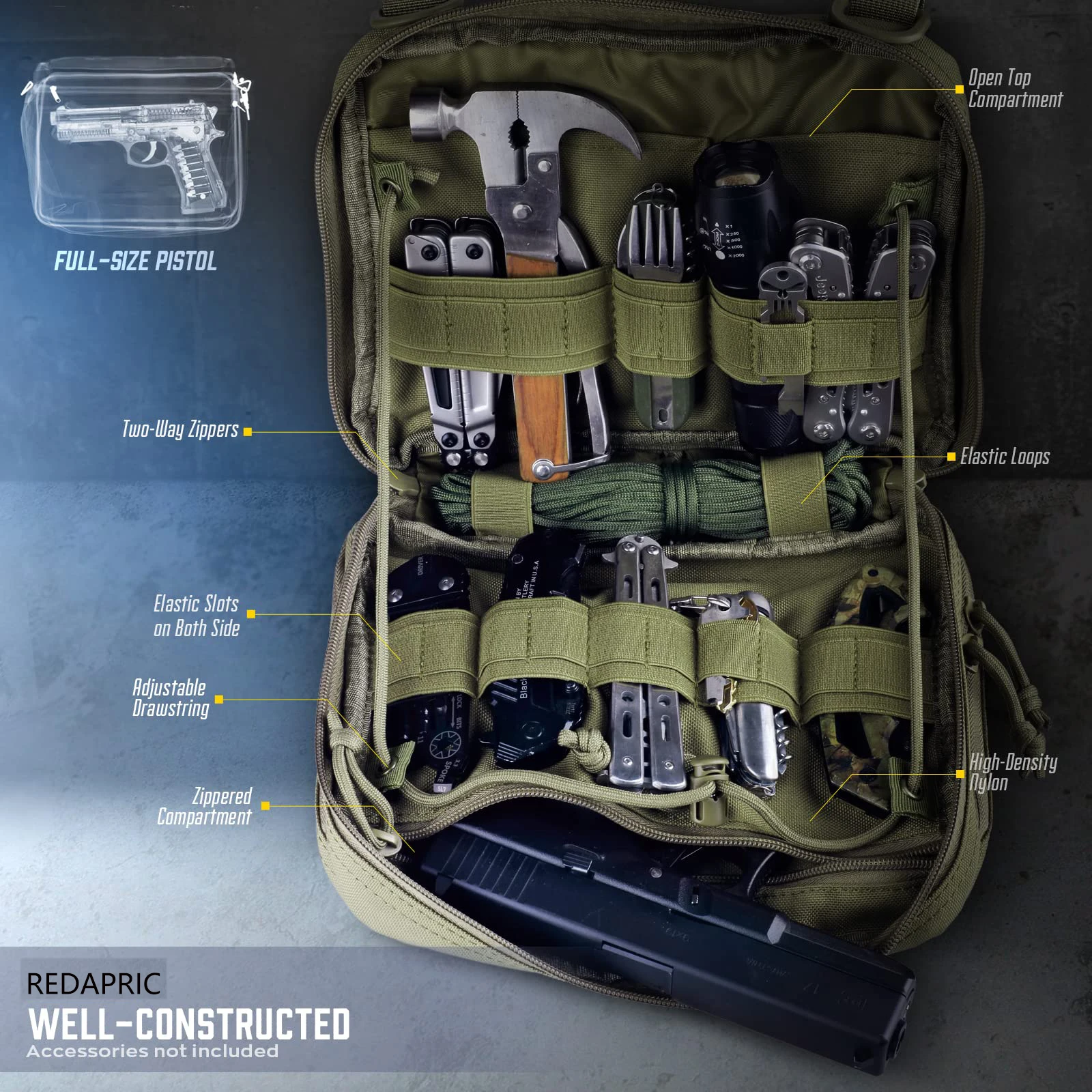 Bolsa táctica de administrador de diseño de doble capa, bolsas de utilidad Molle EDC EMT, bolsa de herramientas Modular de gran capacidad - imagen 2