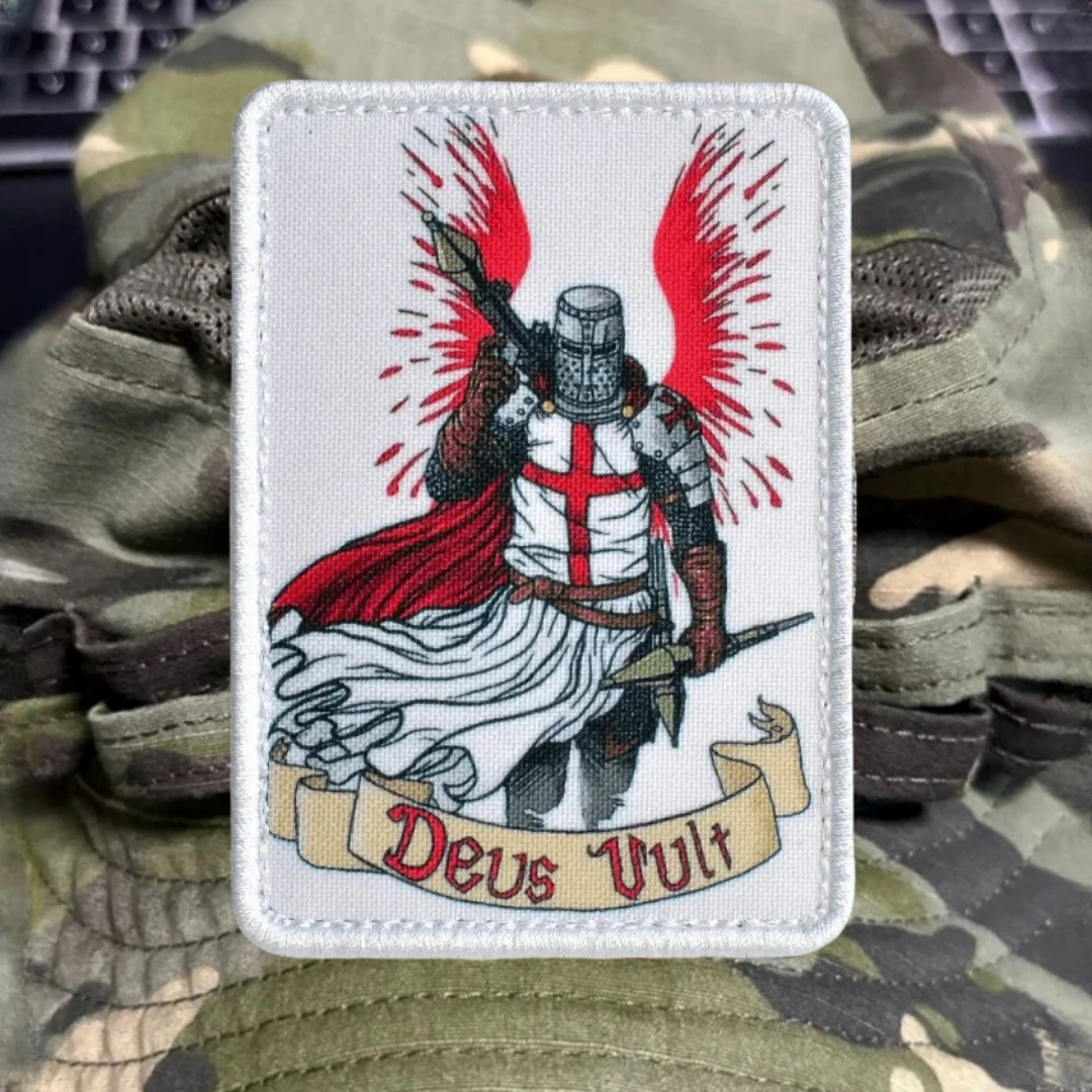 Deus Vult, esto es lo que dios quiere insignia de moral táctica parches de gancho impresos para ropa pegatina de mochila del ejército militar - imagen 4