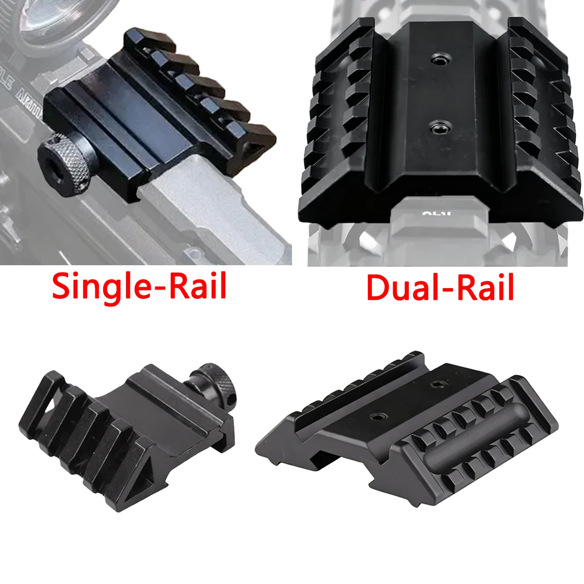 45 ° Montaje de riel lateral Picatinny de doble carril para Rifle AR15 táctico RM mira de punto rojo/linterna montaje lateral compensado de 45 grados