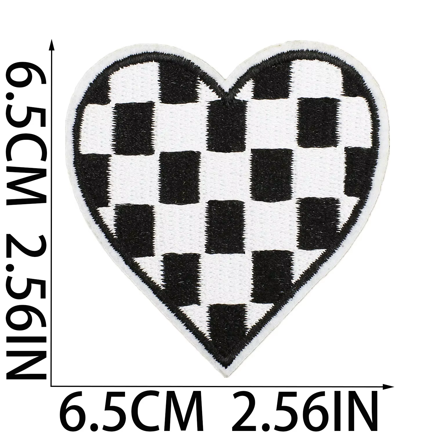 Parche bordado corazón a cuadros blanco y negro infantil, pentagrama - imagen 3