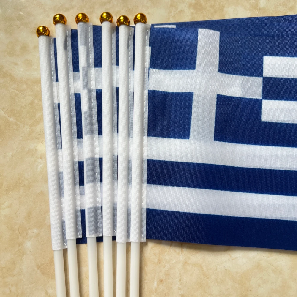 Bandera griega de poliéster, bandera griega, portador de bandera estándar, agitador, mástil de plástico, 14x21 cm - imagen 5