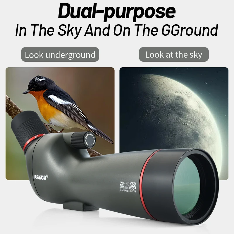 EagleView-telescopio con trípode para observación de aves, telescopio HD de 20-60x60, ideal para tiro, observación de aves, vida salvaje, paisaje y astronomía, nuevo - imagen 5