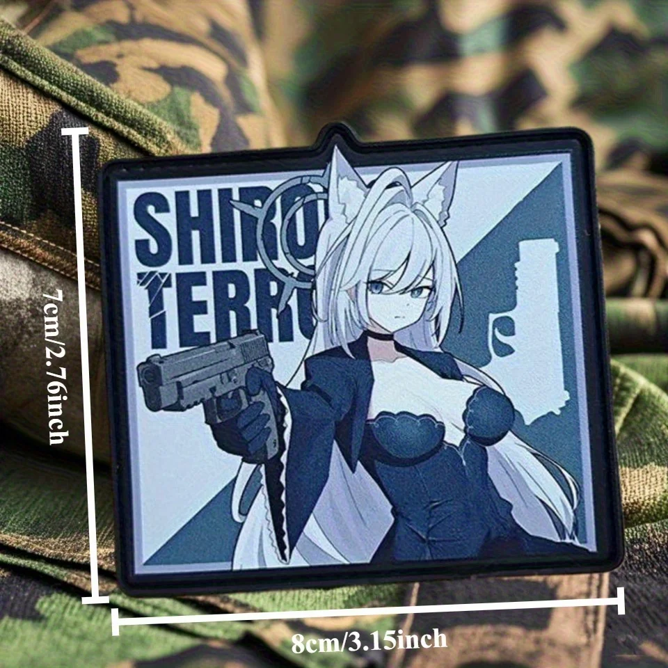 Parche impreso Da Bai Zi de archivo azul, emblema de gancho y bucle de chica de Anime, insignia de moral militar, brazalete, ropa Chevron, pegatinas para mochila - imagen 3